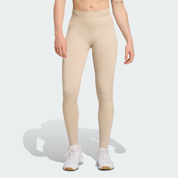 Beige Workout Essentials Full-Length Knit leggings