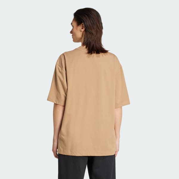 Beige Essentials Linear Tee Oversized