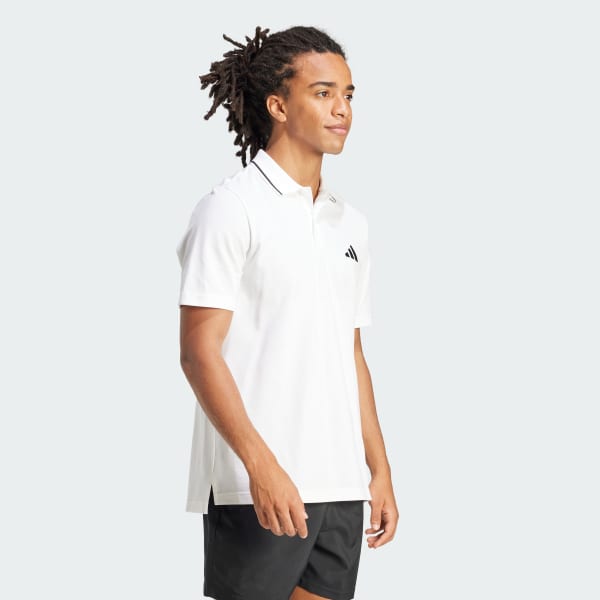 White Essentials Small Logo Piqué Polo Shirt