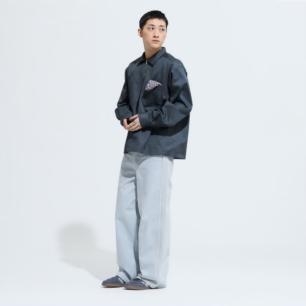 ブルー 90s オルタナティブ スポーツ ワイドレッグ スケーター ジーンズ