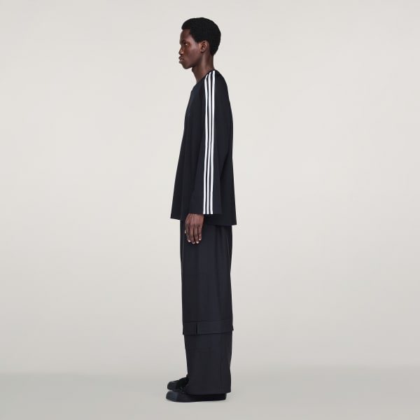 Black Y-3 Long Sleeve Tee 3-Stripes