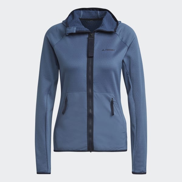 Blue Terrex Tech Flooce Light Hooded Hiking Jacket