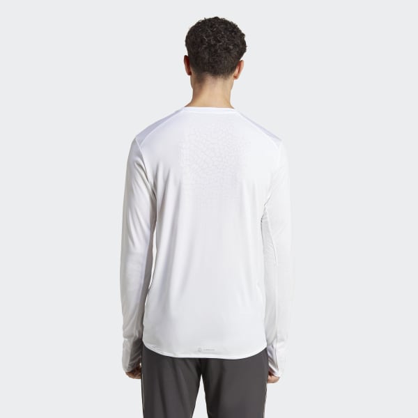 adidas Fast Long Sleeve Engineered Running Tee - White | Men's Running ...