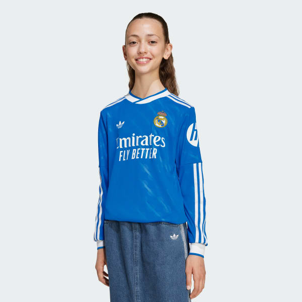Blau Real Madrid 25/26 Long Sleeve Kids Ausweichtrikot