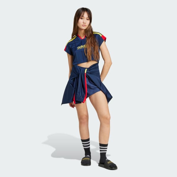 Blue Tiro Cut 3-Stripes Crop Jersey