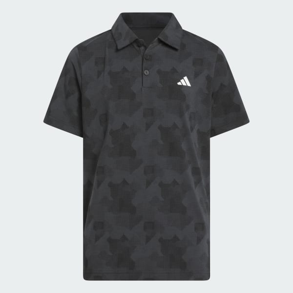 Grey Printed Scripted Polo Shirt Kids
