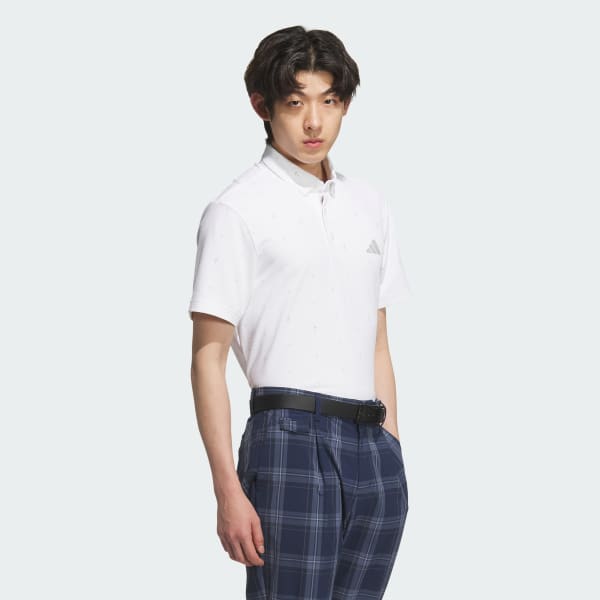 White PG Monogram Short Sleeve Polo Shirt