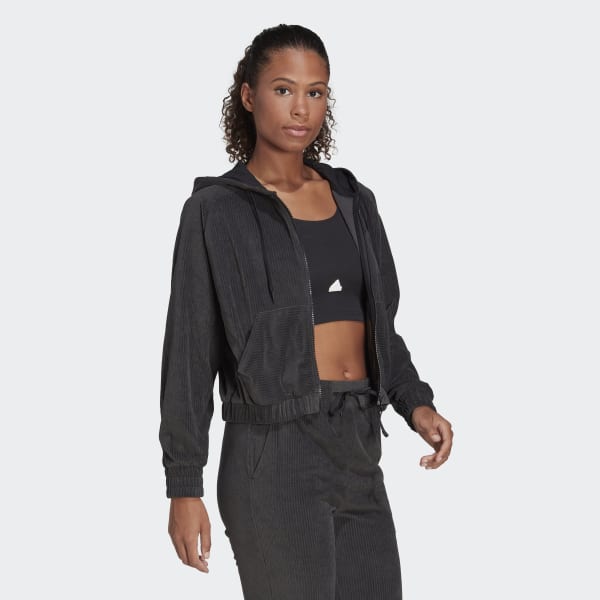 Sort Hyperglam Velour Hoodie DKE09