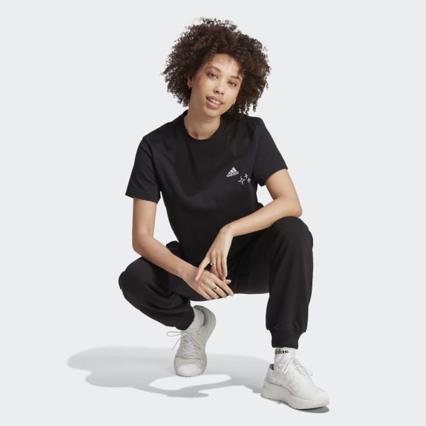 adidas Scribble Embroidery Crop Tee - Black | Women's Lifestyle | adidas US