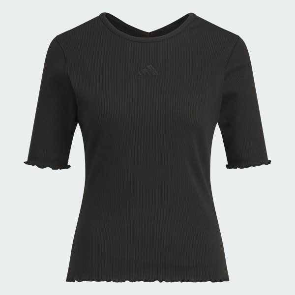 ブラック LUXFLOW カジュアル リブTシャツ