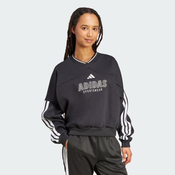 Black Tiro Cut 3-Stripes Fleece 스웨트셔츠