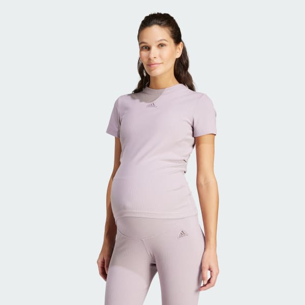 Paars Ribbed Fitted T-shirt (Positiekleding)
