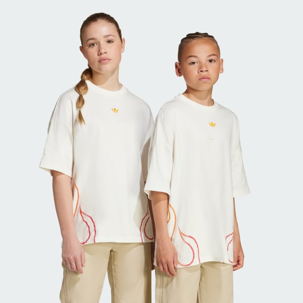 Blanco Polera Llamas Niños