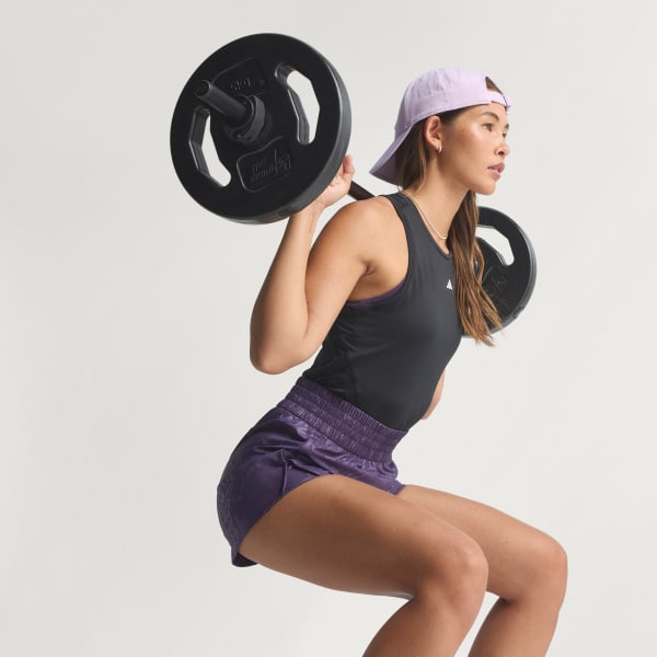 Lila AOP Pacer Training Woven Shorts mit hohem Bund