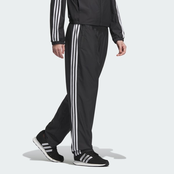 adidas　ウィンドブレーカーパンツ　ブラック　スリーライン　防寒　ワイド adidas ウィンドブレーカーパンツ ブラック スリーライン 防寒