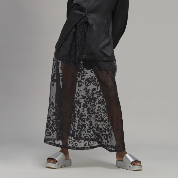 Czerń Y-3 Sheer Leopard Skirt CX926