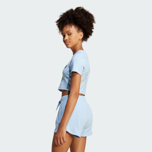 adidas Ribbed Crop Tee Kids - Blue | Free Shipping with adidas Ribbed Crop Tee Kids - Blue | Free Shipping with