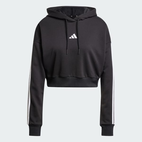 Adidas women's cropped french terry hoodie best sale