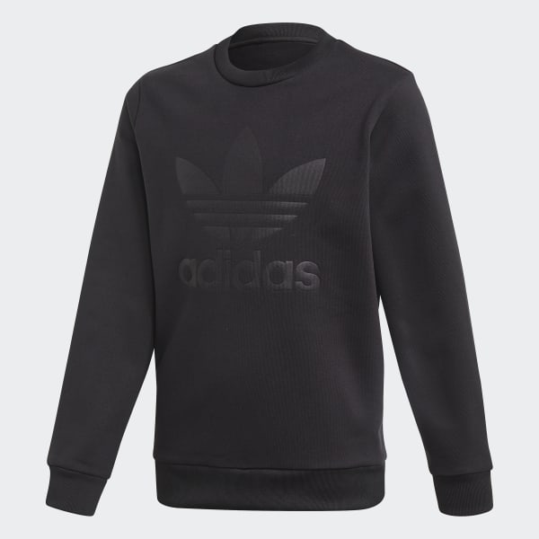 adidas Debossed Trefoil Crew Sweatshirt - Black | adidas US