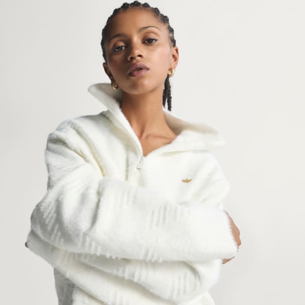 bílá SVETR KNITTED HALF-ZIP