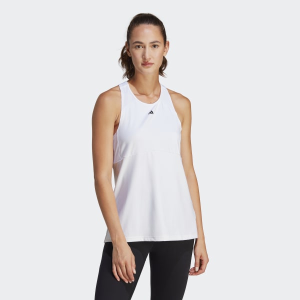 Buy adidas Womens Yoga Studio Aeroready Wrapped Ribbed Tank Top Off White