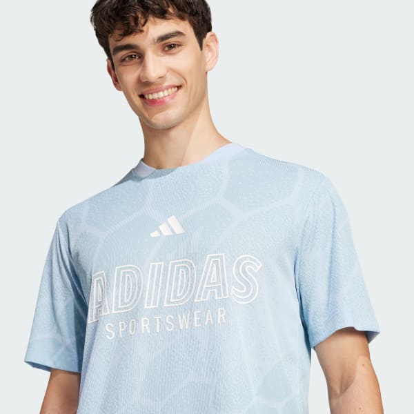 adidas House of Tiro Short Sleeve Jacquard Jersey - Blå