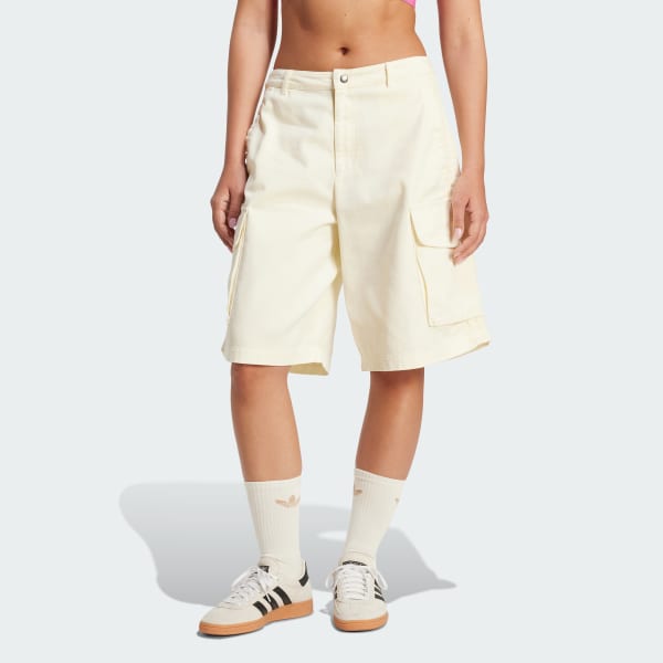 Blanco Jorts Cargo de sarga lavados