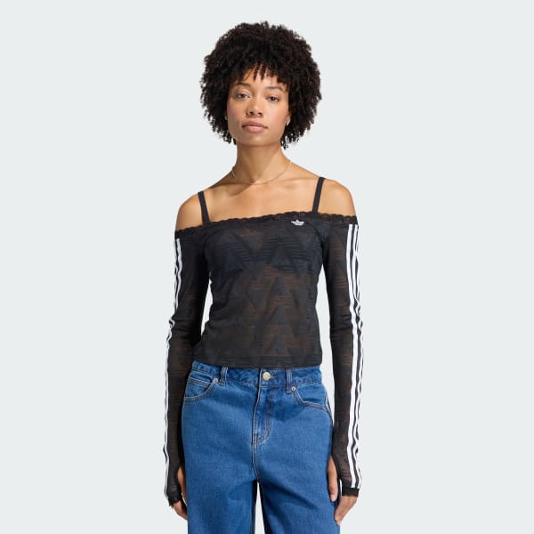 Nero TOP LACE BARDOT