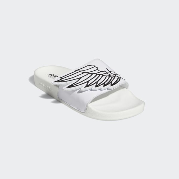 White Jeremy Scott Monogram Adilette Wings Slides