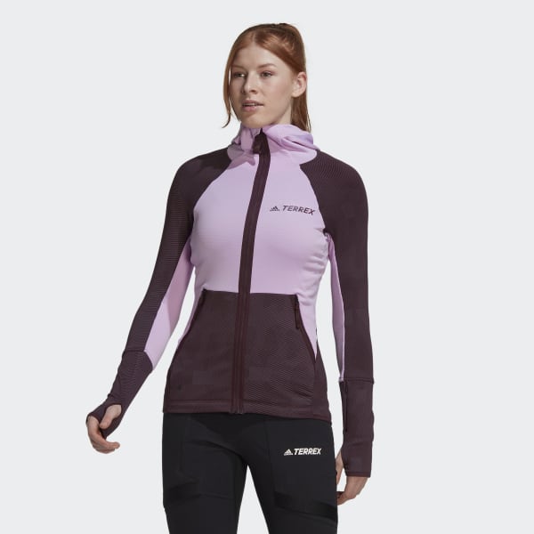 Purple Terrex Tech Flooce Hooded Hiking Fleece Jacket