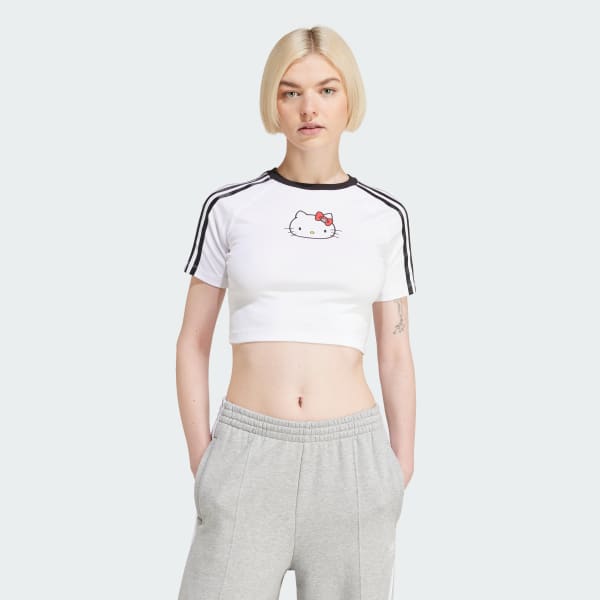 Camiseta Baby Look adidas x Hello Kitty Três Listras