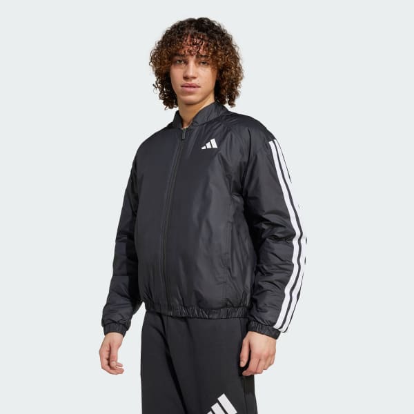 Negro Chaqueta Bómber Térmica Essentials 3 Tiras