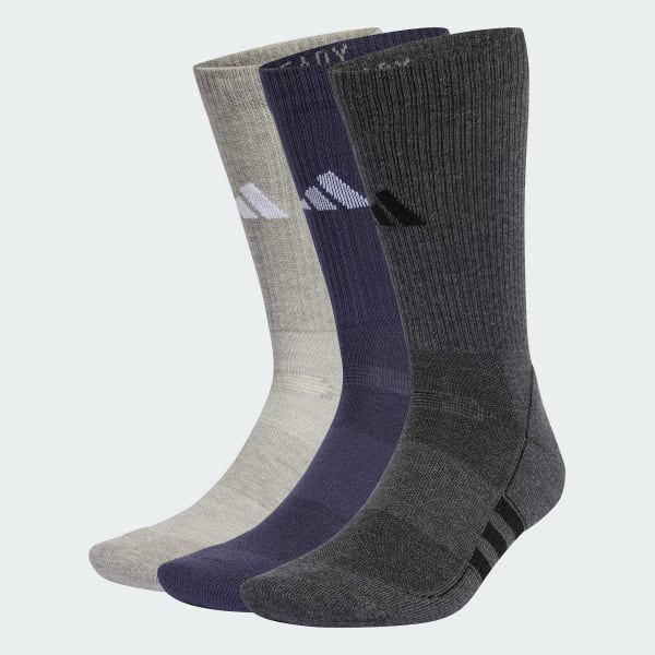 Cinza Meias Cano Médio Amortecidas Performance 3 Pares