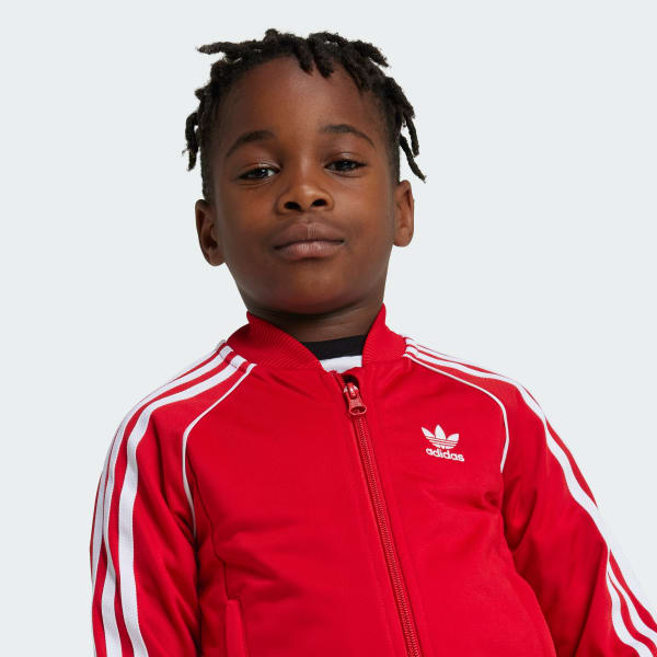 Adidas Little Kids Originals Adicolor Superstar Track Suit in Red Better Scarlet Size 5T Polyester