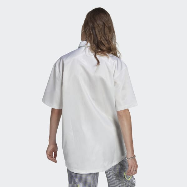 Blanco Camisa Holgada Estampada CS948