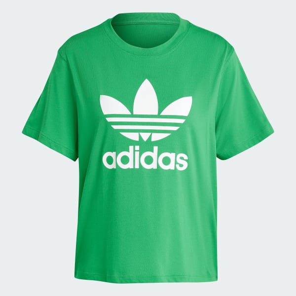 adidas Adicolor Trefoil Boxy Tee Green Free Shipping with adiClub adidas US