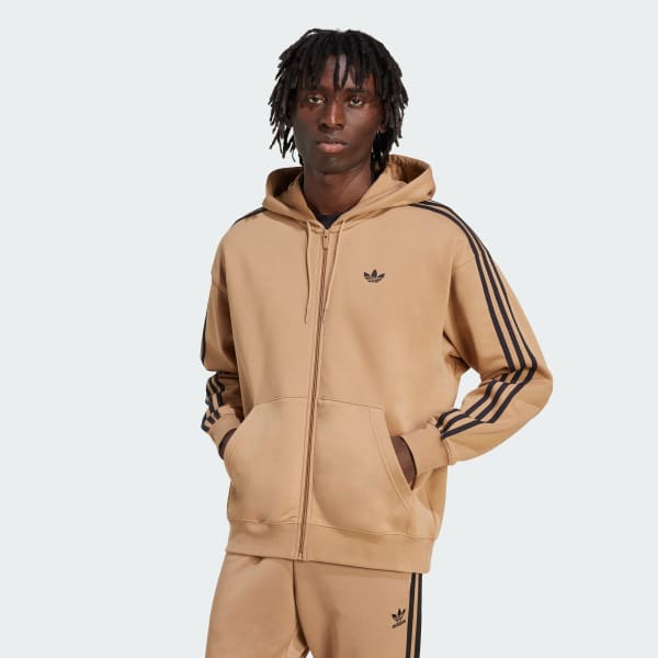 Bezowy Bluza z kapturem adidas Adicolor Oversize Full-Zip