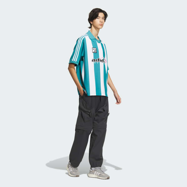 ★ adidas★ Football Polo Shirt Mint White IW6307 Adidias Trefoil Logo Play Football Graphic Short Sleeve Polo
