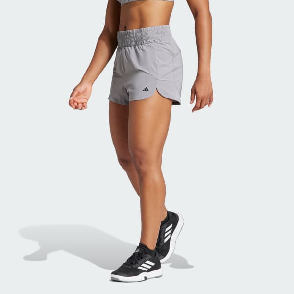 adidas Pacer Stretch-Woven Zipper Pocket Lux Shorts - Grey