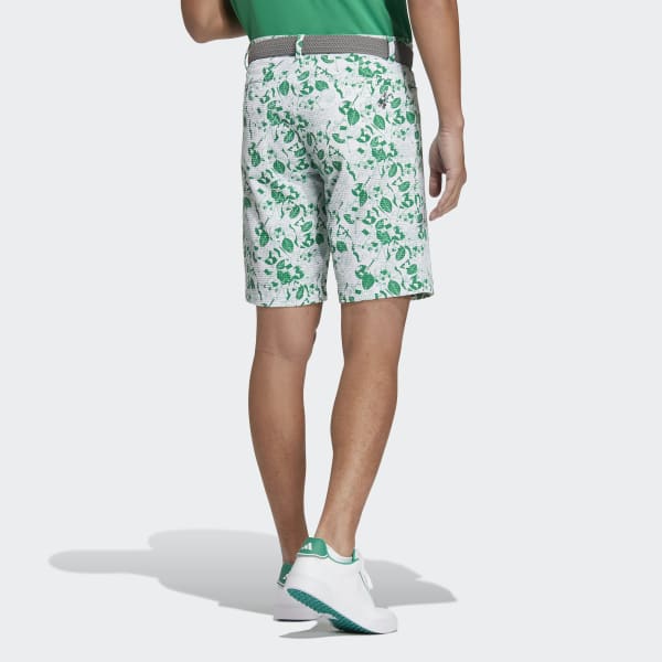 White Play Green Graphic Shorts