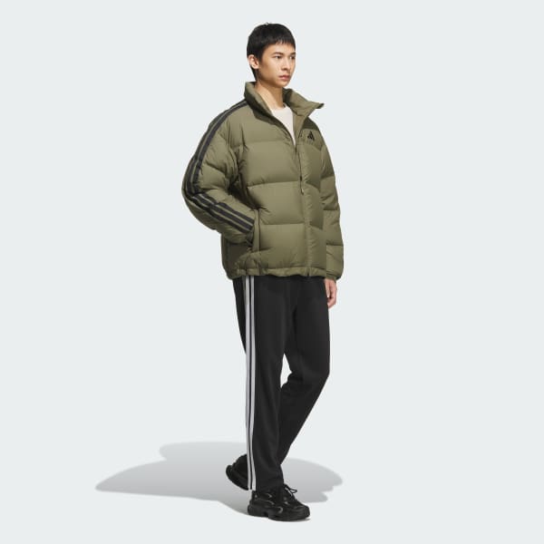 Green 3Stripes 루즈 핏 다운 재킷