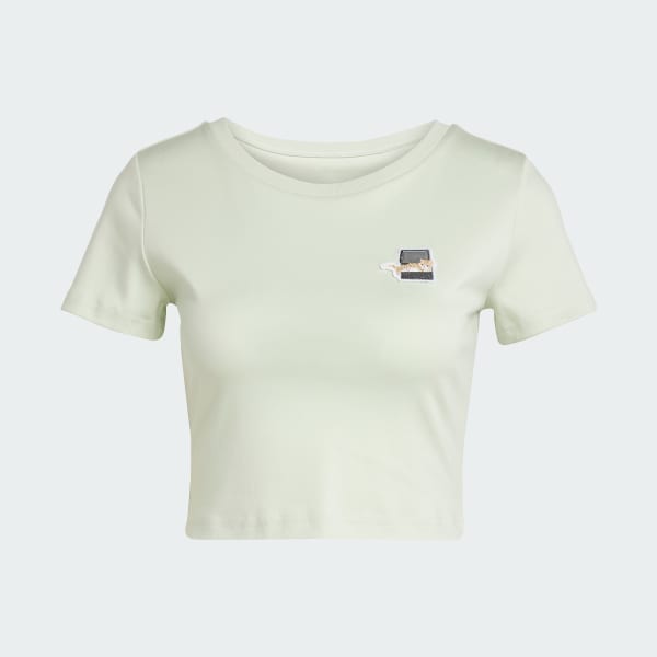 mau-xanh-la Áo Thun Croptop In Graphic Mèo