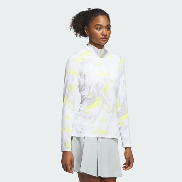 White Ultimate365 Printed Quarter-Zip Mock Polo Shirt