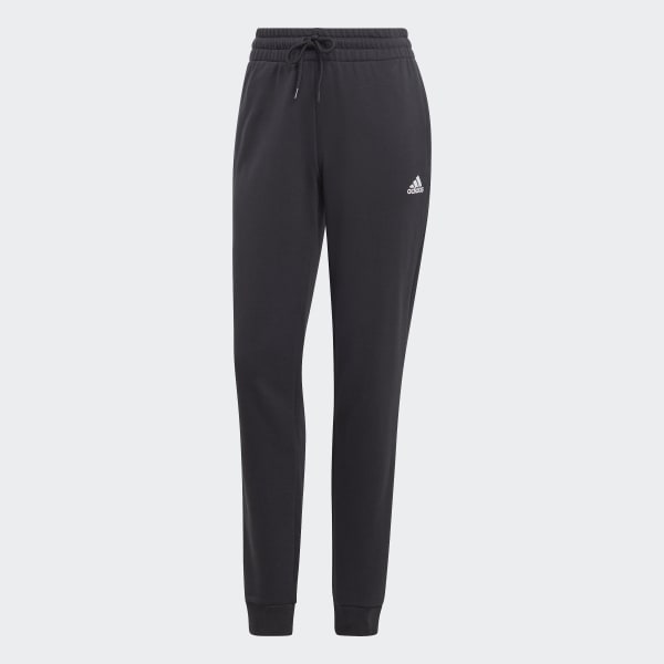 Negro Pantalón Essentials Linear Algodón Perchado Puños Ajustados