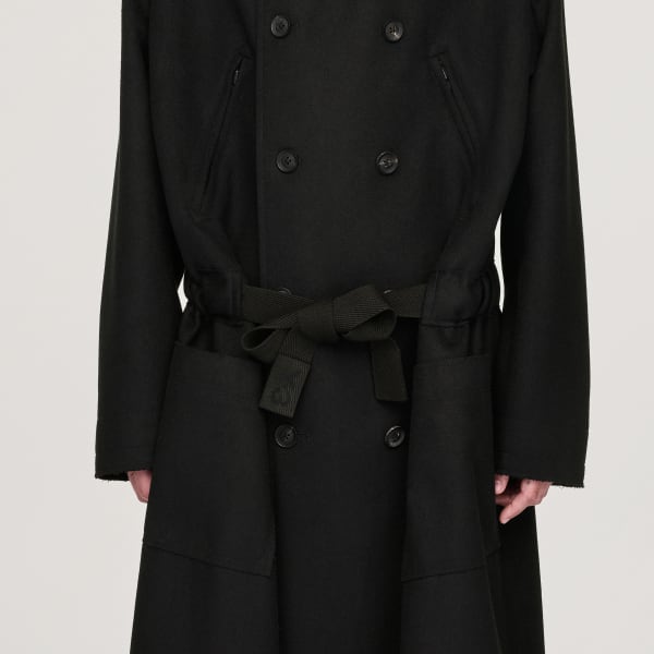 未使用☆和田颯 how Melton Coat Black 002 Da-iCE MELTON R-SIDE SLIT COAT(S Black): Yohji Yamamoto｜THE SHOP