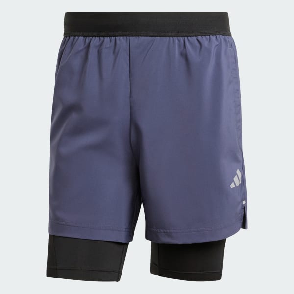 Bleu Short de training 2 en 1 Gym+