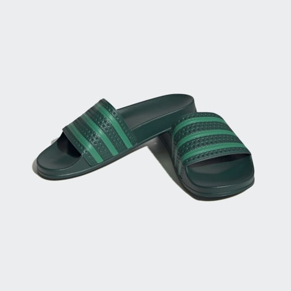 adidas green and white slides