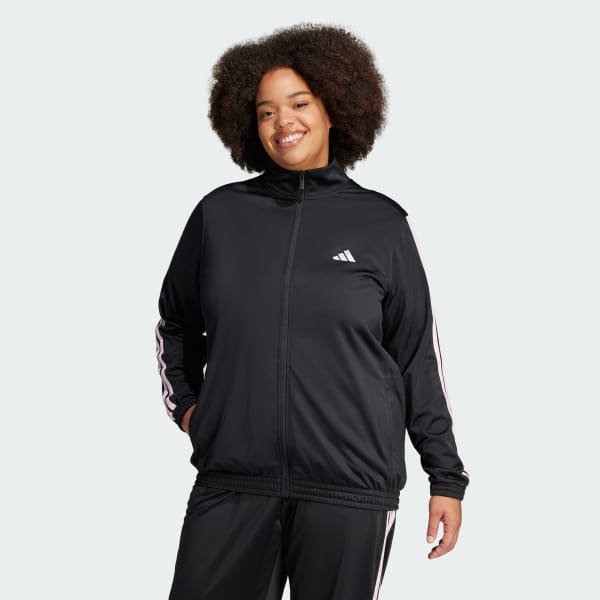 Sort Tricot 3-Stripes Track Jacket (Plus Size)