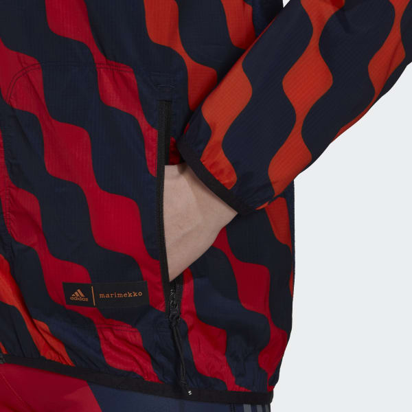 Orange Marimekko Run Icons 3-Stripes Hooded Running Windbreaker