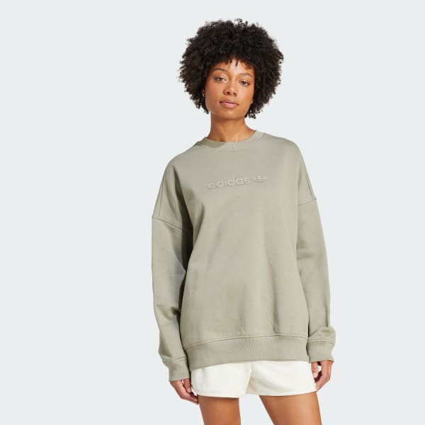 Verde Sudadera de cuello redondo extragrande Essentials Linear